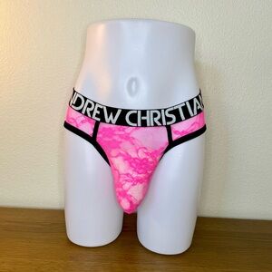 Andrew Christian Pink Lace Brief Size Large